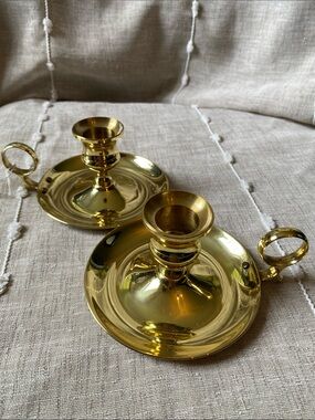 baldwin Polished Brass Chamberstick Candle Holders - Gold Finish